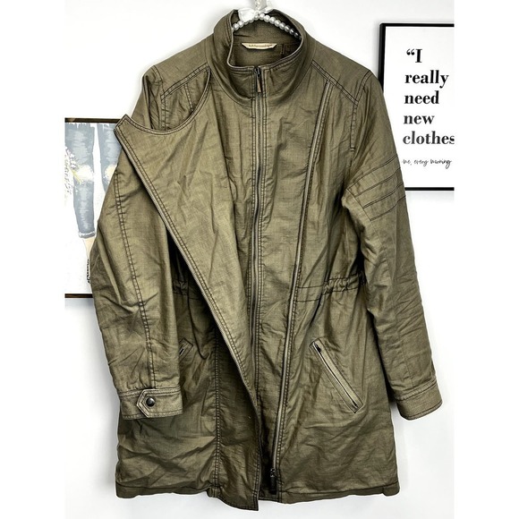 Soft Surroundings Cotton/Linen Green Moto Jacket SZ S - Picture 7 of 10